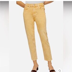 7 For All Mankind Yellow denim high waist cropped straight leg jeans sz 30